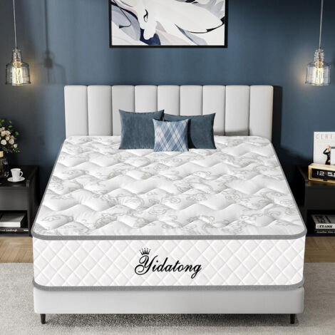 Matelas mémoire de forme et ressorts ensachés 140x190 cm - Ép 25 cm,YIDATONG - 8 zones de confort - Hypoallergénique
