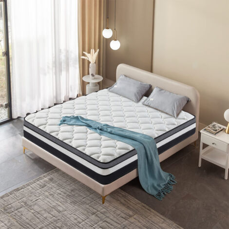 Matelas 140x200 cm - Ép 30cm, Fermeté Moyenne - Mousse RH -Anti-acariens - 10 Zones de Soutien Latex - Premium (1/5)