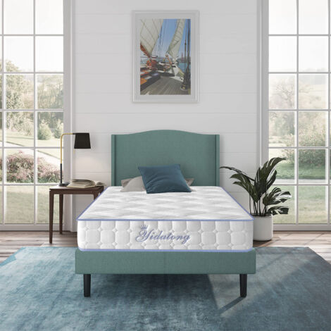 Matelas 90x190 cm - Ép 21cm -Ressorts ensachés - Thermorégulant-Mousse en mémoire de Gelrafraîchissant - Tissu super extensible