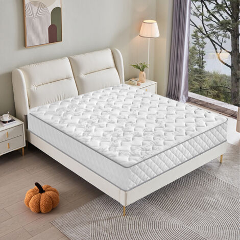 Matelas 140x190 cm - Epaisseur 21 cm YIDATONG - Ressorts ensachés - 7 zones - White (1/5)