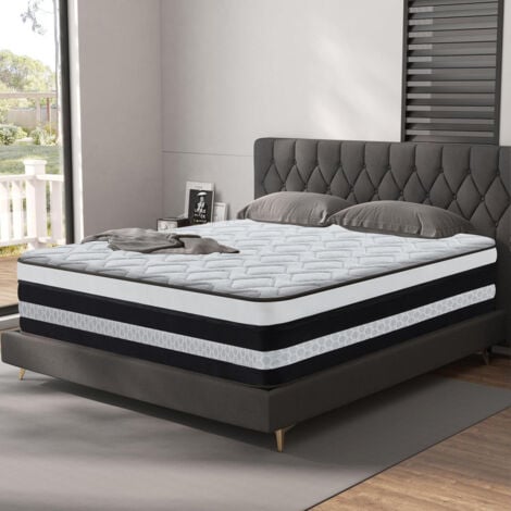 Matelas 160x200 cm - Très épais 25cm - Luxe Matelas de Lit d'Adulte - Matelas à Mémoire de Forme - 7 Zones de Confort - Mi-Ferme