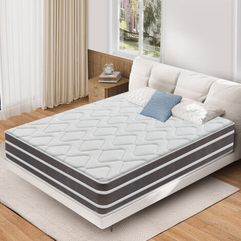 Matelas 140x190 cm épaisseur 25cm, YIDATONG - Premium - Hybride: Ressorts ensachés Mousse à mémoire de forme Latex, fermeté modérée, 7 Zones, Respirant, Hypoallergénique, antibactérien, Anti-acarien
