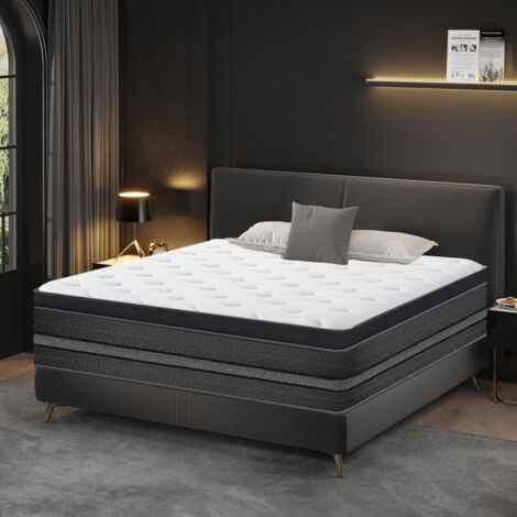Matelas 140x200 cm Très épais 30cm YIDATONG hybride Ressorts ensachés Mousse à mémoire de forme Latex, 7 Zones, Hypoallergénique, fermeté modérée, Confortable, Respirant, antibactérien, Anti-acarien