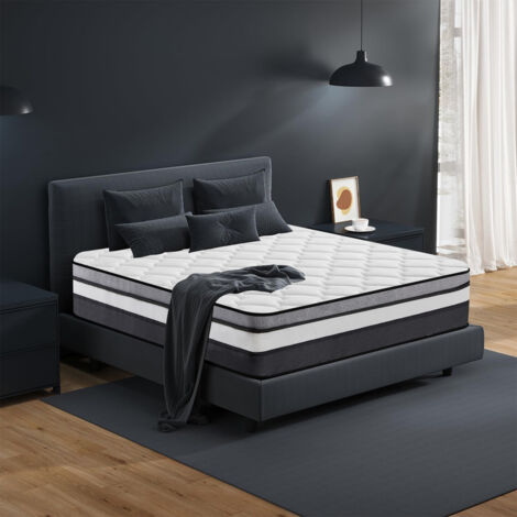 Matelas Hybride 140x190 Cm - 28 Cm D'épaisseur - Mousse Mémoire De Forme + Ressorts Ensachés - 7 Zones De Soutien