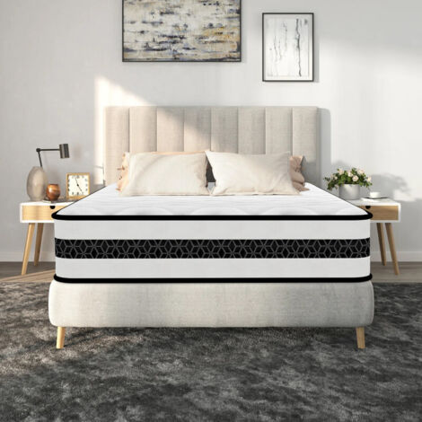Yidatong – Matelas hybride 140x190 cm épaisseur 25 cm – Ressorts ensachés et mousse à mémoire de forme – Fermeté modérée – 7 zones – Hypoallergénique et antibactérien