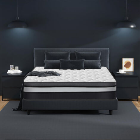 Matelas 140x200 cm Très épais 30cm YIDATONG hybride Ressorts ensachés Mousse à mémoire de forme Latex, 7 Zones, Hypoallergénique, fermeté modérée, Confortable, Respirant, antibactérien, Anti-acarien (1/5)