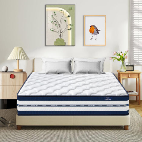 Yidatong – Matelas hybride 140x200 cm épaisseur 25 cm – 7 zones de soutien – Mousse à mémoire de forme – Respirant et hypoallergénique