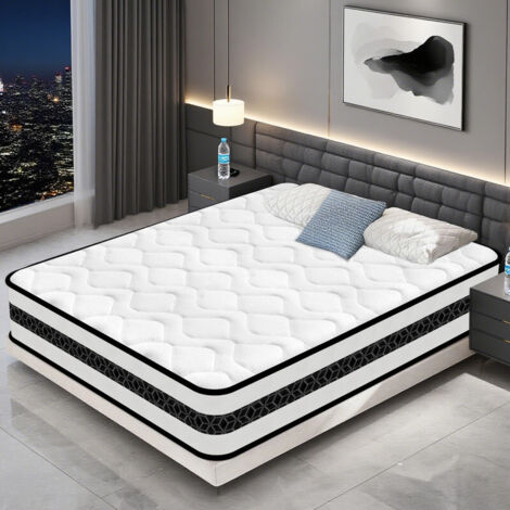 YIDATONG - Matelas 140x190 cm, Matelas Épais 28 cm, Matelas à Ressorts Hybride, Ergonomie 10 Zones, Fermeté Moyenne H3, Certifié Oeko-Tex, Respirante, Antibactérien,Durable