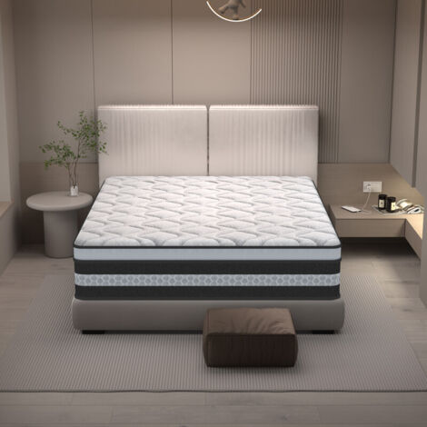 Matelas 160X200 cm, épaisseur 28 cm, ressorts ensachés indépendants + mousse à mémoire de forme,respirant et dissipant la chaleur,design ergonomique