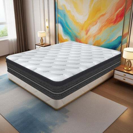 Matelas 140x200 cm, épaisseur 30 cm.Ressorts ensachés+Mousse Mémoire de Forme,7 Zones,Hypoallergénique, Soutien Optimal, Confort (140x200x30cm)