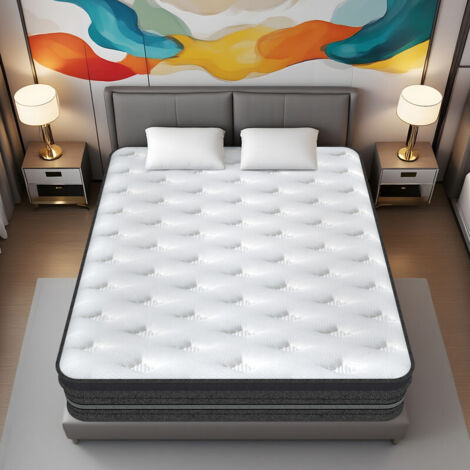 Matelas 140x200 cm, épaisseur 30 cm.Matelas à ressorts ensachés,Mousse à mémoire,Hybride,Respirant,7 Zones (1/4)