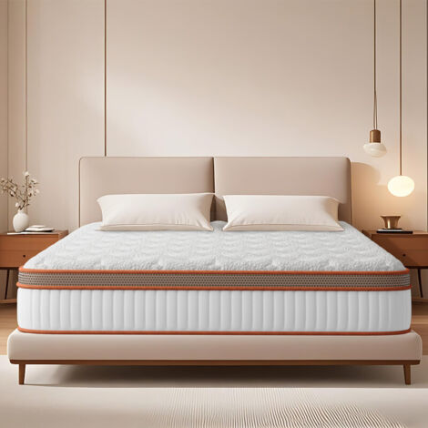 Matelas 140x200 cm, épaisseur 25 cm.Ressorts ensachés+Mousse Mémoire de Forme,Hypoallergénique,Soutien Optimal,Fermeté Moyenne,Confort