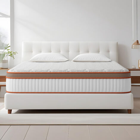 Matelas 140x200 cm, épaisseur 25 cm.avec une structure mixte de ressorts ensachés indépendants et de mousse à mémoire de forme,Fermeté Moyenne