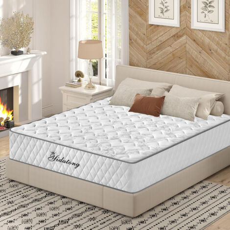 Matelas 140x190 cm, épaisseur 25 cm.avec une structure mixte de ressorts ensachés indépendants et de mousse à mémoire de forme,Fermeté Moyenne