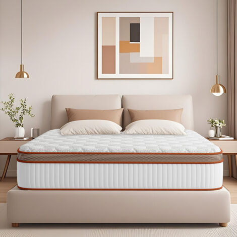 Matelas 140x200 cm, Épaisseur 25 cm. Hybride,Mousse Multicouche et Noyau à Ressorts,7 Zones Ergonomique, Hypoallergénique, Soutien Optimal, Confort