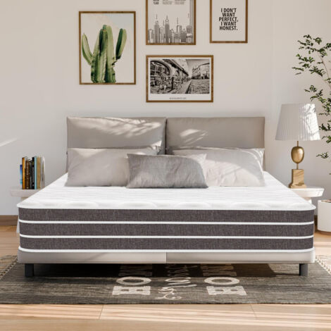 Matelas 140x190 cm, Épaisseur 25 cm.Hybride, Mousse à mémoire de Forme + Ressorts ensachés,Confortable,Soutien Haute Resilience, Respirante,Ergonomique Hypoallergénique
