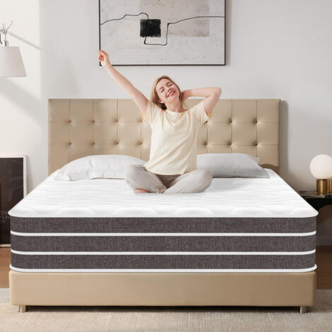 Yidatong – Matelas hybride 140x190 cm – Épaisseur 26 cm – Mousse à mémoire de forme et ressorts ensachés – 7 zones de confort ergonomiques