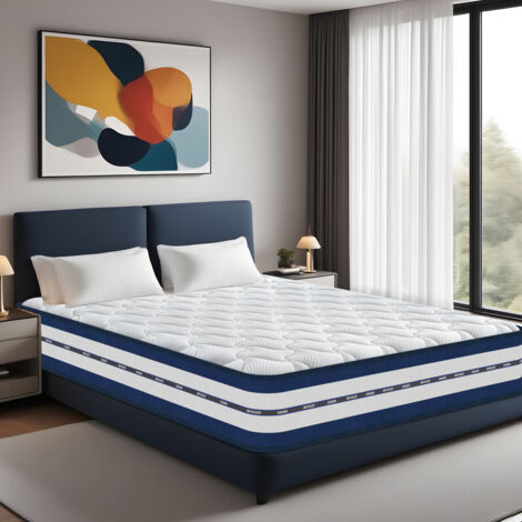 Matelas 140x200 cm,Épaisseur 25 cm. Ressorts ensachés indépendants et mousse à mémoire de forme,Hypoallergénique, Respirant,Confort,sommeil réparateur