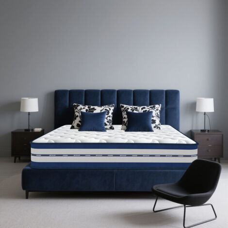 Matelas 140x200 cm, Très Épais 25 cm, Mousse A Mémoire + Ressorts ensachés, Hybride, Parfait Soutien Haute Resilience Ultra Respirante, Moyennement Ferme