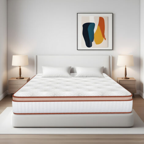 Matelas 140x200 cm, Très Épais 25 cm.Mousse Multicouche et Noyau à Ressorts - 7 Zones Ergonomique, Respirant,Hypoallergénique,Confort Extra pour Adultes (1/5)