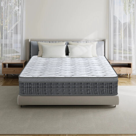 Matelas 160x200 cm, Très Épais 26 cm.Mousse Multicouche et Noyau à Ressorts - 7 Zones Ergonomique, Respirant,Hypoallergénique,Confort Extra pour Adultes