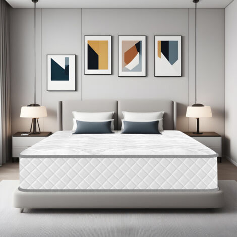 Matelas 140x190 cm, Très Épais 24 cm, Matelas à Ressorts Ensachés Indépendant + Mousse Multicouche, Matelas de Lit d'Adulte, Confort 7 Zone, Isolation du Mouvement, Mi-Ferme, Soutien Parfait