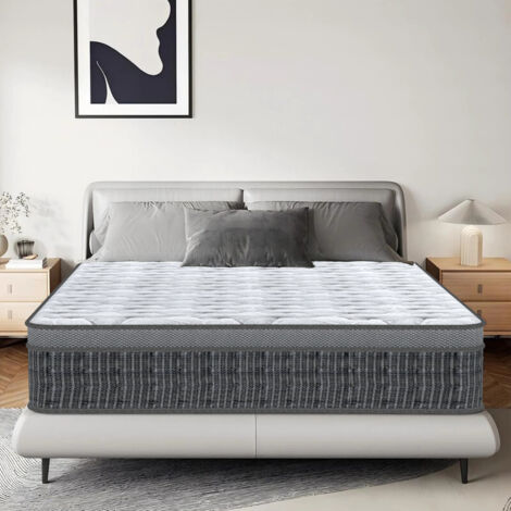 Matelas 160x200 cm épaisseur 25 cm, Hybride : Latex rafraîchissant et rafraîchissant, fermete modérée, 7 Zones, Respiratoire, Hypoallergique, Antibactérien, Anti-acarien