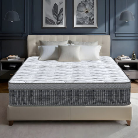 Yidatong – Matelas hybride 160x200 cm très épais 25 cm – Mousse à mémoire de forme et ressorts ensachés – Soutien ergonomique antibactérien