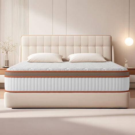Matelas 140x200 cm, épaisseur 25 cm,Matelas à ressorts ensachés,respirant et dissipant la chaleur,Dureté moyenne,Matelas 7 Zones Ergonomique pour Adulte Enfant