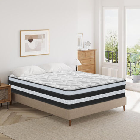Matelas 160x200 cm,Épaisseur 25 cm.Matelas à Ressorts Ensachés 7 Zones,Hypoallergénique,Tissu Doux pour La Peau,Fermeté Moyenne