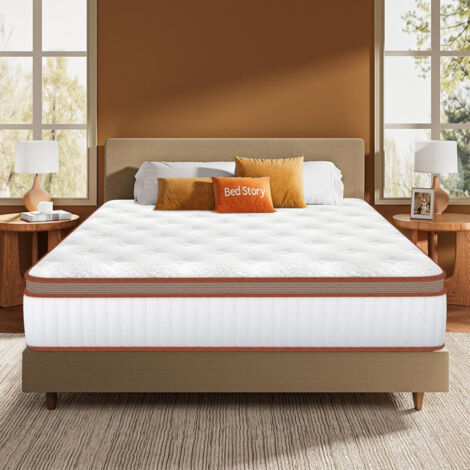 140x200 cm, épaisseur 25 cm - fermeté moyenne, MatelasMatelas hybride en mousse à mémoire de forme et ressorts ensachés,soulage la pression, sommeil réparateur.