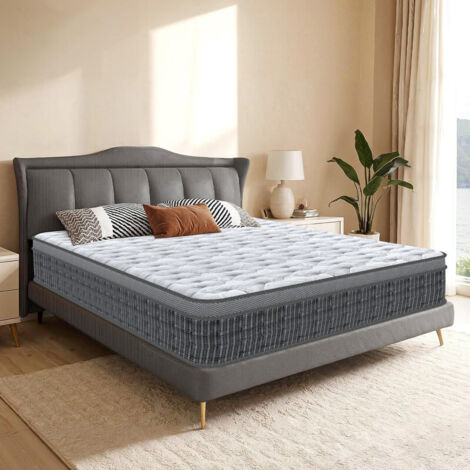 Matelas 160x200 cm - Ép 25 cm - Ressorts ensachés - Mousse mémoire de forme HR - Confort Ferme - Soutien Parfait