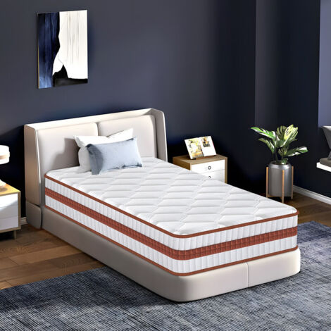 Matelas 90x190 cm Très épais 26 cm YIDATONG hybride Ressorts ensachés Mousse à mémoire de forme Latex, 7 Zones, Hypoallergénique, fermeté modérée, Confortable, Respirant, antibactérien, Anti-acarien
