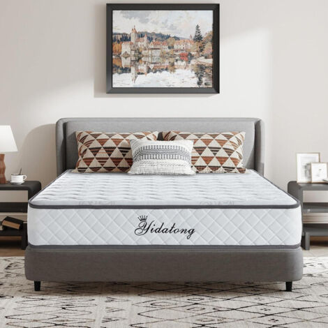 YIDATONG Matelas 140x190 cm - Très Épais 28 cm - Mousse à mémoire de Forme + Ressorts - Matelas de Lit d'Adulte - Confort 7 Zone - Ergonomique - Isolation du Mouvement - Mi-Ferme - Soutien Parfait