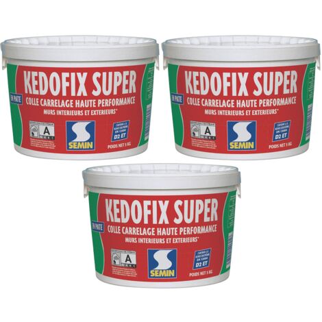 Colle pour Carrelage Haute Performance Kedofix Semin, Prêt à l'emploi, Intérieur/extérieur, seau de 5 kg, Lot de 3
