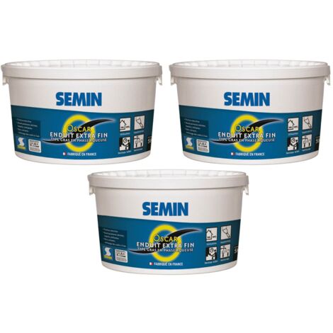 Enduit de Finition Extra Fin Semin Oscar, Prêt à l'Emploi, Intérieur/Extérieur, seau 5 kg Lot de 3 (1/5)