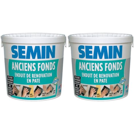 Anciens Fonds, Enduit de Rénovation pour les Supports Irréguliers Spécial Toile de Verre, Carrelage, Peinture, Intérieur/Extérieur, Seau de 15 kg, Lot de 2 (1/4)
