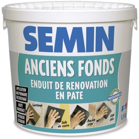 Semin – Enduit de lissage pour supports irréguliers – 1,5 kg – Pour locaux humides – Application facile sur toile de verre et carrelage