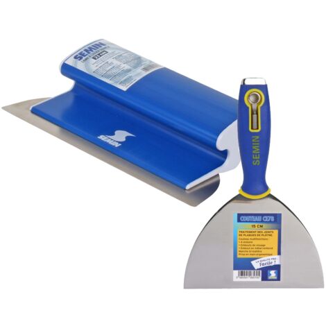 Semin – Couteau à enduire multifonctions 15 cm – Lame CE 78 inoxydable 25 cm – Résistante à l'abrasion – Pour lissage et finition plaques de plâtre