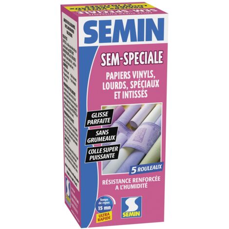 Colle en poudre pour papiers peints, vinyls, lourds, spéciaux et intissés Sem-Spéciale Semin - boite 200 g