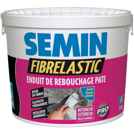 Semin – Enduit de rebouchage élastique – extérieur – seau de 5 kg – Élastique permanent pour fissures – Application facile à l'aide d'une lisseuse