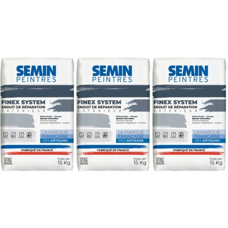Enduit de réparation Semin Reboucheur, Extérieur, en Poudre, sac de 15 kg, Lot de 3 (1/5)
