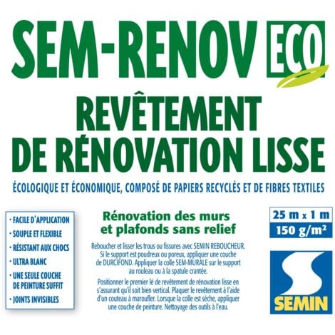 Revêtement lisse de rénovation Semin Sem Renov - 150 gr - rouleau 25 x 1 m