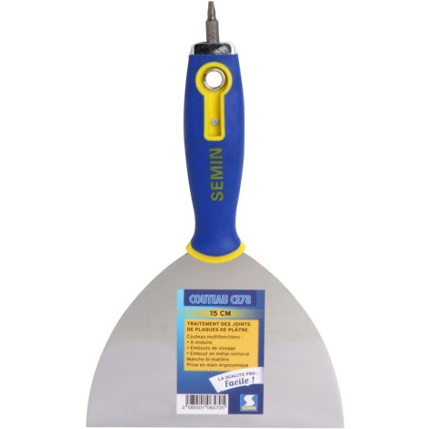 Lot de 2 enduits multifonctions CE 3000 Semin pour coller, fixer, reboucher, aplanir et lisser - intérieur - sac de 5 kg, un couteau à anduire - 15 cm et lame pour enduire et lisser - 15 cm