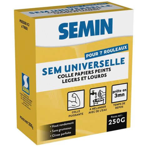 Colle en poudre pour papiers peints légers et lourds Semin Sem-Universelle - boite 250 g