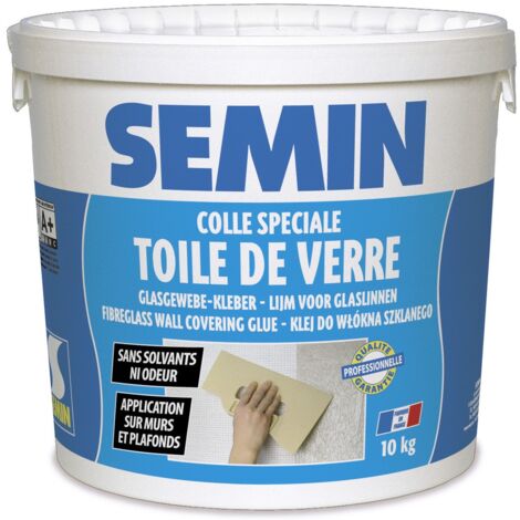 Semin – Colle en pâte pour toiles de verre – Prête à l'emploi – Seau 10 kg – Pour murs et plafonds – Compatible locaux humides