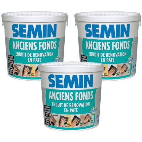 Anciens Fonds, Enduit de Rénovation pour les Supports Irréguliers Spécial Toile de Verre, Carrelage, Peinture, Intérieur/Extérieur, Seau de 15 kg, Lot de 3 (1/4)