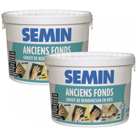 Lot de 2 enduits de rénovation pour les supports irréguliers Anciens Fonds Semin - spécial toile de verre, carrelage, peinture - intérieur/extérieur - seau de 5 kg