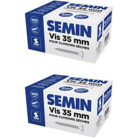 Lot de 2 x 1000 vis auto perceuse Semin pour la fixation des plaques de pâtre sur l'ossature - intérieur - 35 mm