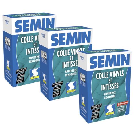 Lot de 3 colles en poudre pour papiers peints vinyls et intissés Semin - boite de 300 g (1/5)
